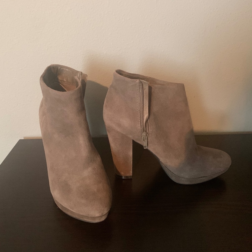 Taupe suede booties